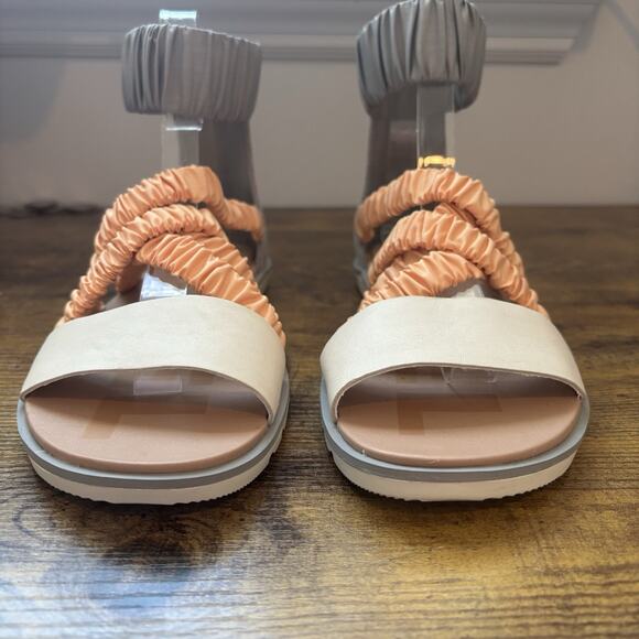 Sorel Womens Shoes 6 1/2 Gray And Orange Ella II Ankle Strap Sandal Back Zip - Picture 7 of 12